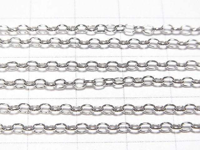 Silver925 Long Rolo Chain 2mm Rhodium Plated [40cm][45cm][50cm][60cm] Necklace 1pc