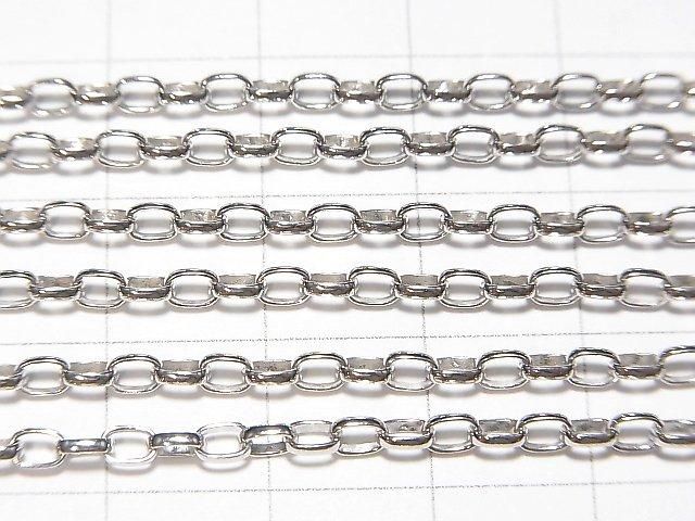 Silver925 Long Rolo Chain 2.5mm Rhodium Plated [40cm][45cm][50cm][60cm] Necklace 1pc