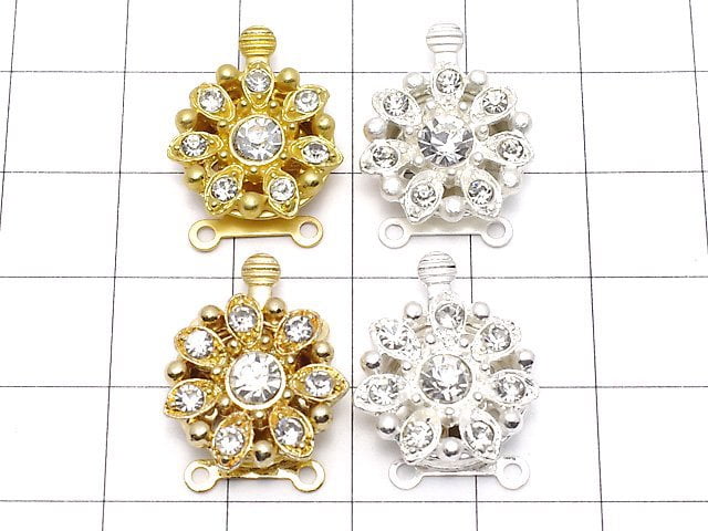 Metal Parts with rhinestone clasp flower 15 mm 2 holes 2 pcs $2.79!