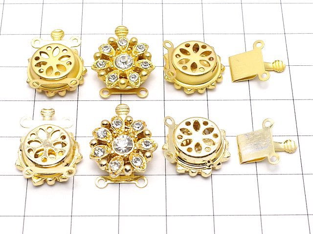 Metal Parts with rhinestone clasp flower 15 mm 2 holes 2 pcs $2.79!