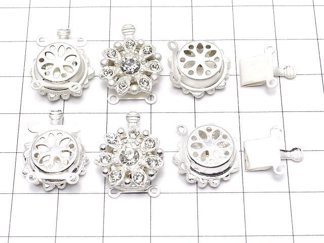 Metal Parts with rhinestone clasp flower 15 mm 2 holes 2 pcs $2.79!