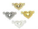 Metal Clasp Magnetic Heart 17x15mm 2pcs