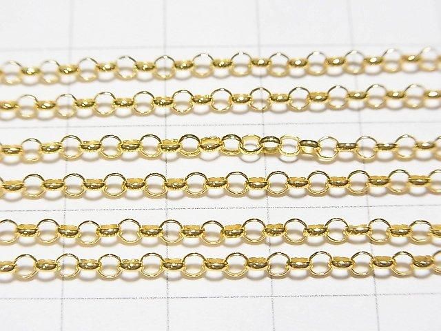 Chaîne Rolo Argent 925 2.5mm Plaquée Or 18K Collier [40cm][45cm][50cm][60cm] 1 pièce