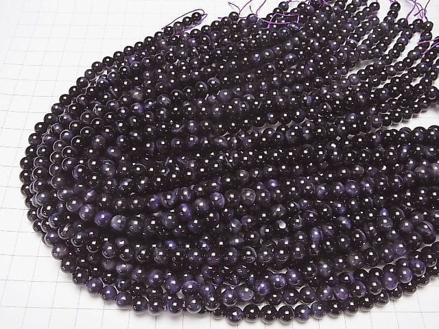 Purple color Tiger's Eye AAA- Round 6mm 1strand beads (aprx.15inch/38cm)