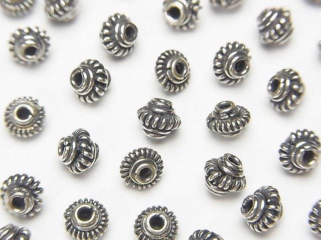 Bali Silver Rondelle 5x5x4.5mm Oxidized Finish 2pcs