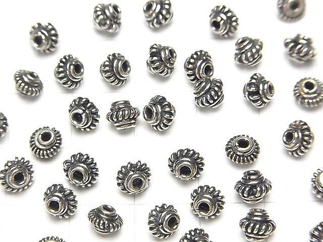 Bali Silver Rondelle 5x5x4.5mm Oxidized Finish 2pcs