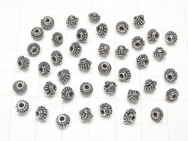 Bali Silver Rondelle 5x5x4.5mm Oxidized Finish 2pcs