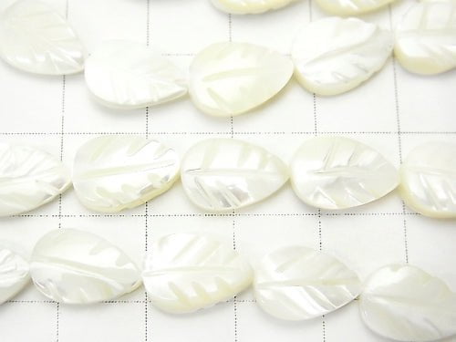 Mother of Pearl MOP White Leaf [8x6][9x6][12x8] half or 1strand beads (aprx.15inch/38cm)