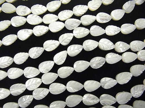 Mother of Pearl MOP White Leaf [8x6][9x6][12x8] half or 1strand beads (aprx.15inch/38cm)