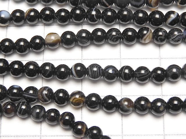 [Video] Striped Onyx Round 4mm 1strand beads (aprx.15inch/36cm)