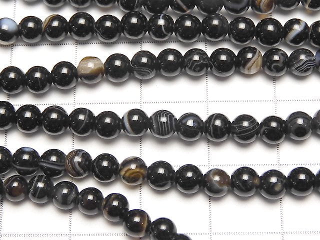 Striped Onyx Round 4mm 1strand beads (aprx.15inch/36cm)