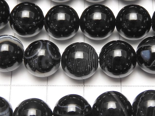 [Video] Stripe Onyx Round 10mm 1strand beads (aprx.15inch / 35cm)