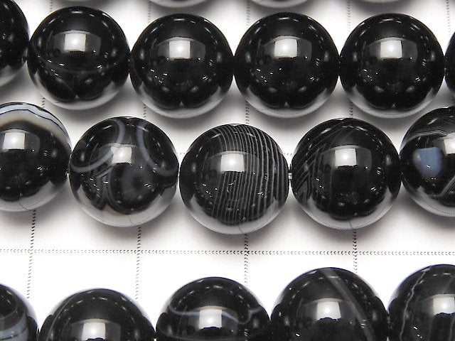 Stripe Onyx Round 10mm 1strand beads (aprx.15inch / 36cm)