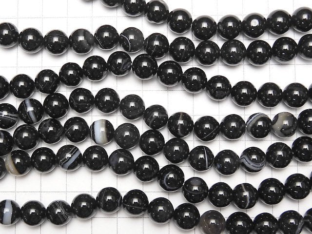 Stripe Onyx Round 10mm 1strand beads (aprx.15inch / 36cm)