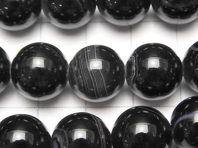 [Video] Stripe Onyx Round 12mm 1strand beads (aprx.14inch / 35cm)