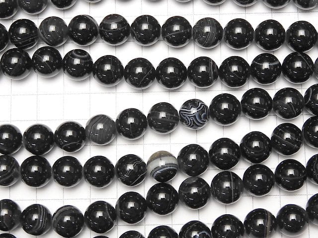 [Video] Stripe Onyx Round 12mm 1strand beads (aprx.15inch / 36cm)