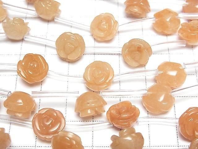 橘色東陵玉玫瑰 12mm 半串珠（12顆）