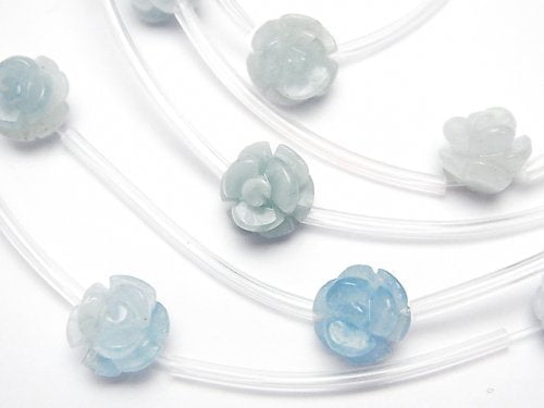 Aquamarine, Rose Gemstone Beads