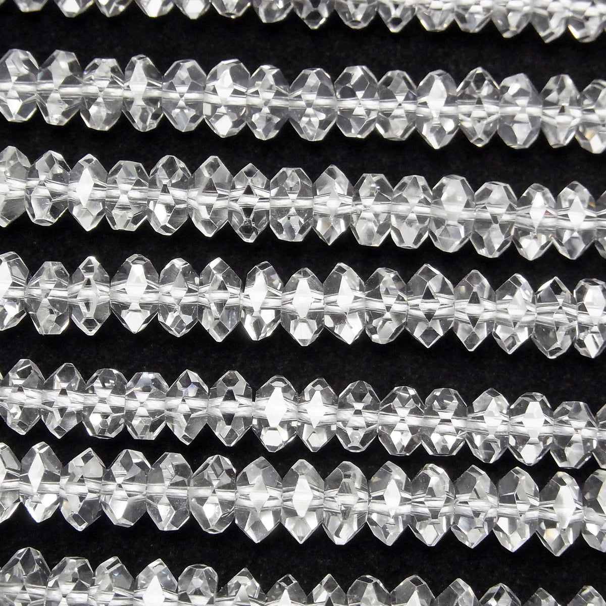 高品質！水晶石英 AAA 切面扁圓形 6x6x3mm 1/4 或 1 串珠子 (約 15 英吋/38 公分)