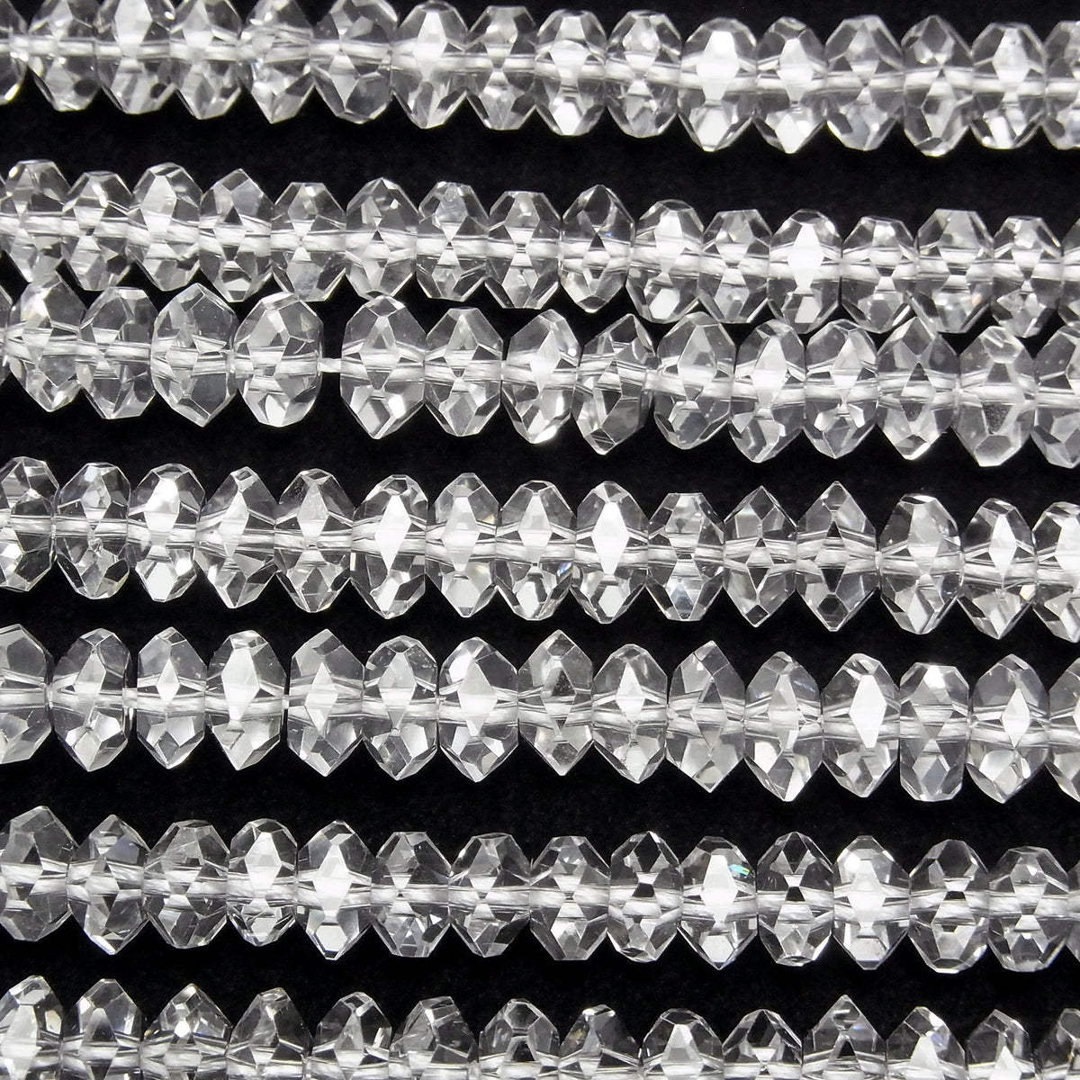 高品質！水晶石英 AAA 切面扁圓形 6x6x3mm 1/4 或 1 串珠子 (約 15 英吋/38 公分)