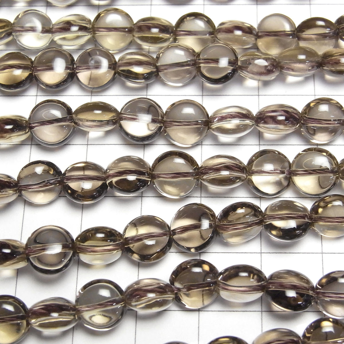 Smoky Quartz AAA Coin 8x8x5mm half or 1strand beads (aprx.15inch/37cm)