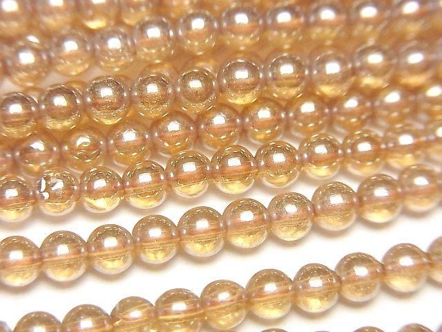 Champagne Aura Crystal Quartz AAA Round 3mm 1strand beads (aprx.15inch/36cm)