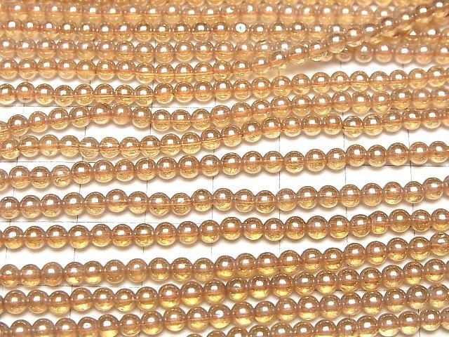 Champagne Aura Crystal Quartz AAA Round 3mm 1strand beads (aprx.15inch/36cm)