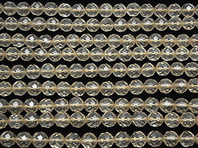 Champagne Aura Crystal Quartz AAA 64Faceted Round 10mm half or 1strand beads (aprx.15inch/38cm)