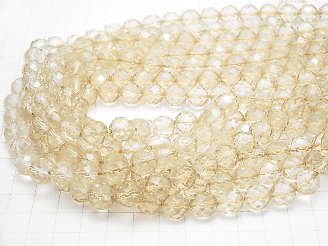 Champagne Aura Crystal Quartz AAA 64Faceted Round 10mm half or 1strand beads (aprx.15inch/38cm)