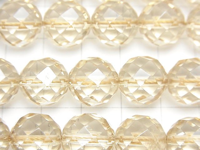 Champagne Aura Crystal Quartz AAA 64Faceted Round 12mm half or 1strand beads (aprx.15inch/38cm)