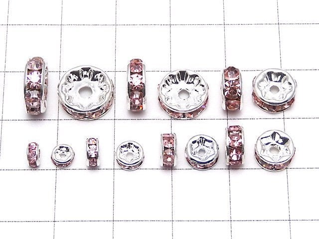 Asfor Rondelle [Light Rose x Silver] Flat 4-10mm 10pcs