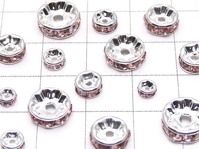 Asfor Rondelle [Light Rose x Silver] Flat 4-10mm 10pcs