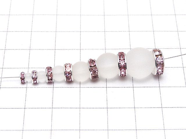 Asfor Rondelle [Light Rose x Silver] Flat 4-10mm 10pcs