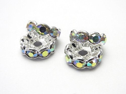 Asfor Roundel [Crystal ABxSilver] Flower Shape 4-10mm 10pcs