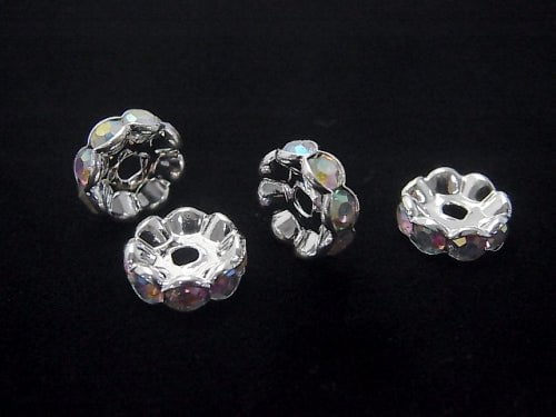Asfor Rondelle [Crystal ABxSilver] Flower Shape 4-10mm 10pcs