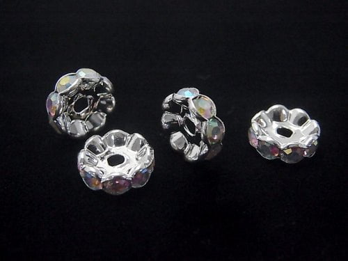 Asfor Roundel [Crystal ABxSilver] Flower Shape 4-10mm 10pcs