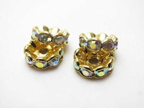 Asfor Rondelle [Crystal ABx Gold] Flower Shape 4-10mm 10pcs