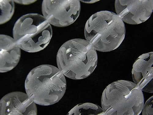 Carving, Crystal Quartz, Heart, Round Gemstone Beads