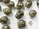 Pyrite AA ++ skull Vertical Hole 14 mm half or 1 strand beads (aprx.15 inch / 38 cm)