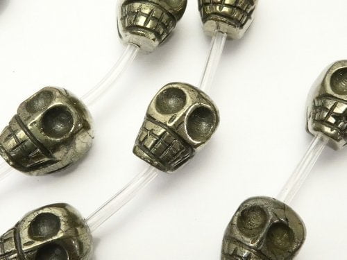 Pyrite, Skull Gemstone Beads