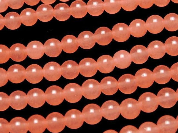 Pink orange jade round 4mm 1strand beads (aprx.15inch/36cm)