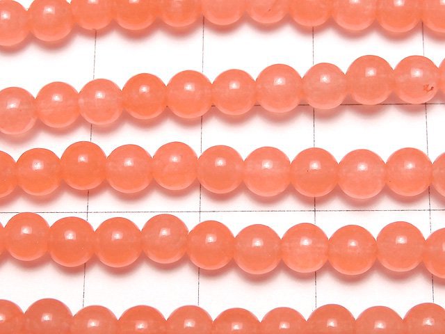 Pink Orange Jade Round 4mm 1strand beads (aprx.15inch / 37cm)