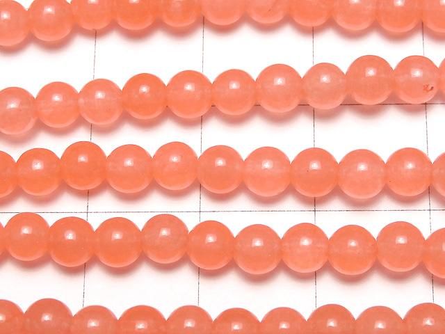 Pink orange jade round 4mm 1strand beads (aprx.15inch/36cm)