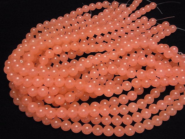 Pink Orange Jade Round 10mm 1strand beads (aprx.15inch / 36cm)