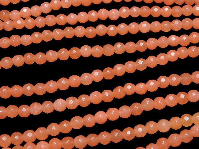 1strand $5.79! Pink Orange Jade 32 Faceted Round 4 mm 1strand beads (aprx.15 inch / 36 cm)