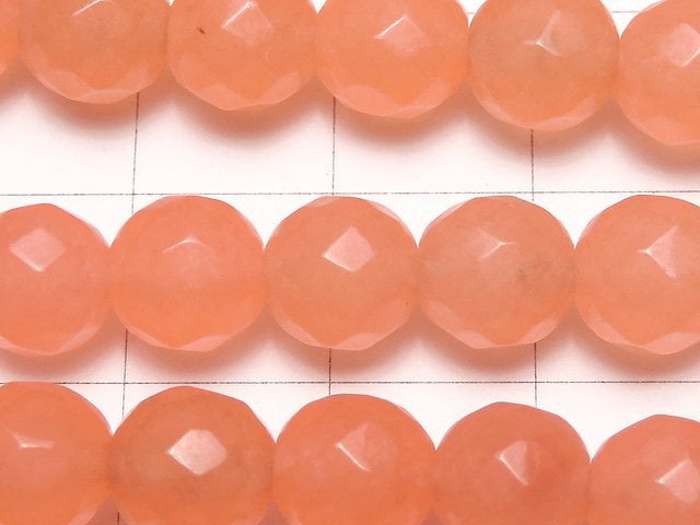 1strand $6.79! Pink Orange Jade 64Faceted Round 8mm 1strand beads (aprx.15inch / 36cm)