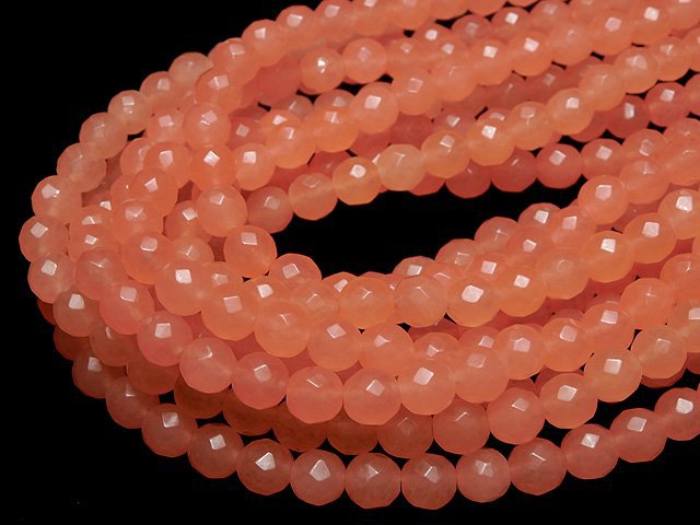 1strand $6.79! Pink Orange Jade 64Faceted Round 8mm 1strand beads (aprx.15inch / 36cm)