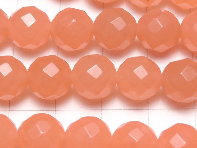 1strand $6.79! Pink Orange Jade 64Faceted Round 10mm 1strand beads (aprx.15inch / 38cm)