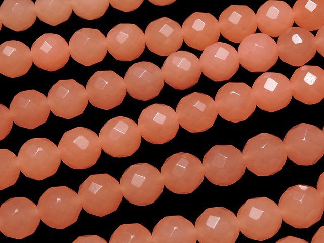 1strand $6.79! Pink Orange Jade 64Faceted Round 10mm 1strand beads (aprx.15inch / 38cm)