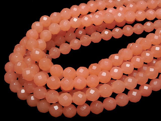 1strand $6.79! Pink Orange Jade 64Faceted Round 10mm 1strand beads (aprx.15inch / 38cm)